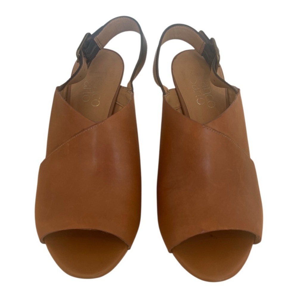 EUC!!Franco Sarto Brown Leather Slingback, Open-Toed Booties, Size 6.5